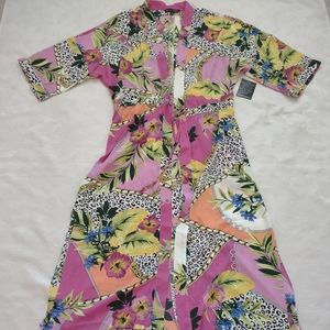 New 🎀 Boston Proper Kimono floral tropical roses multi color Duster coverup